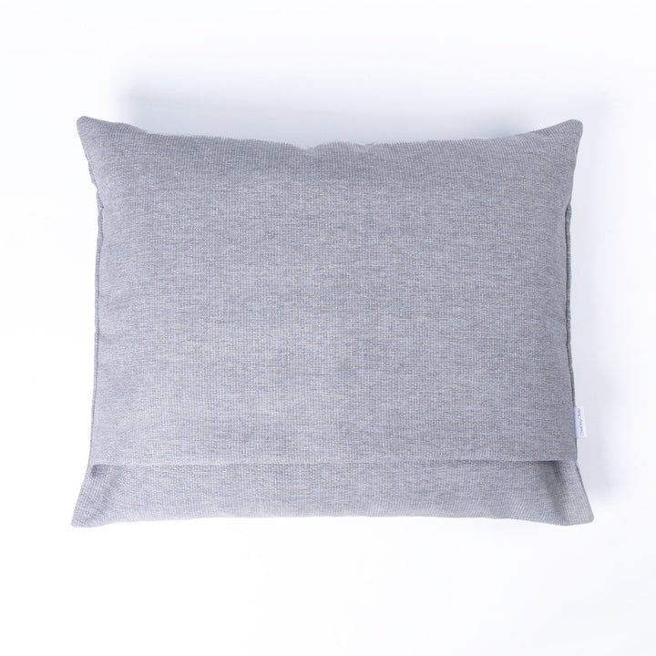 A sleeping bag style luxury dog snuggle bed in a heron grey colour on a white background.