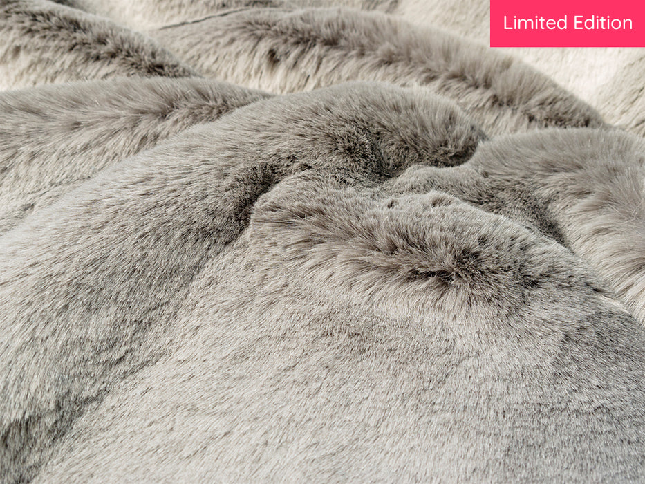 Faux-Fur Dog Blanket in Minky Grey