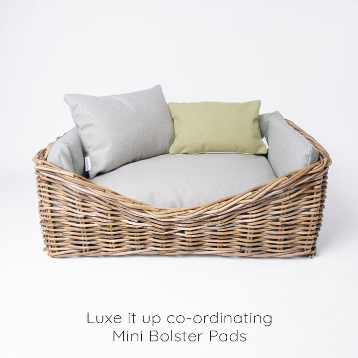 Dressed Greywash Rattan Dog Basket