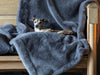 Charley Chau Faux-Fur Dog Blanket in Russian Blue - machine washable, designer dog blanket