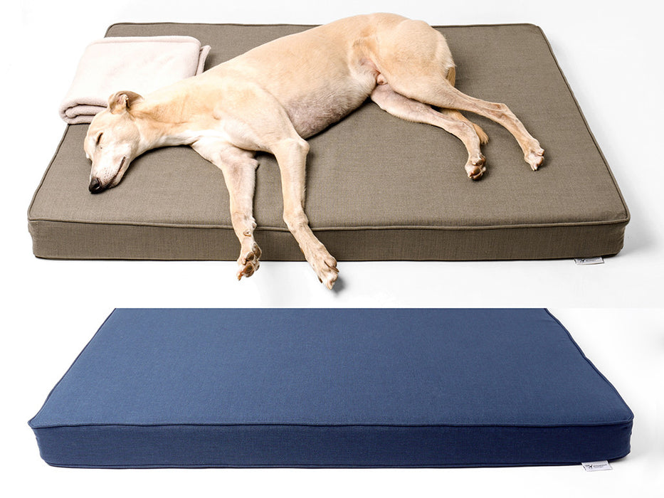 The GRWE Big Memory Foam Dog Bed by Charley Chau in Earth and Navy