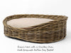 Oval Dog Bed Mattress shown here with Oval Greywash Rattan Dog Basket