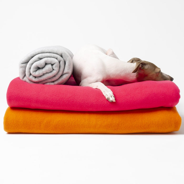 New for A/W 2019 – Double Fleece Dog Blankets in Wisp Grey, Hot Pink and Bright Orange