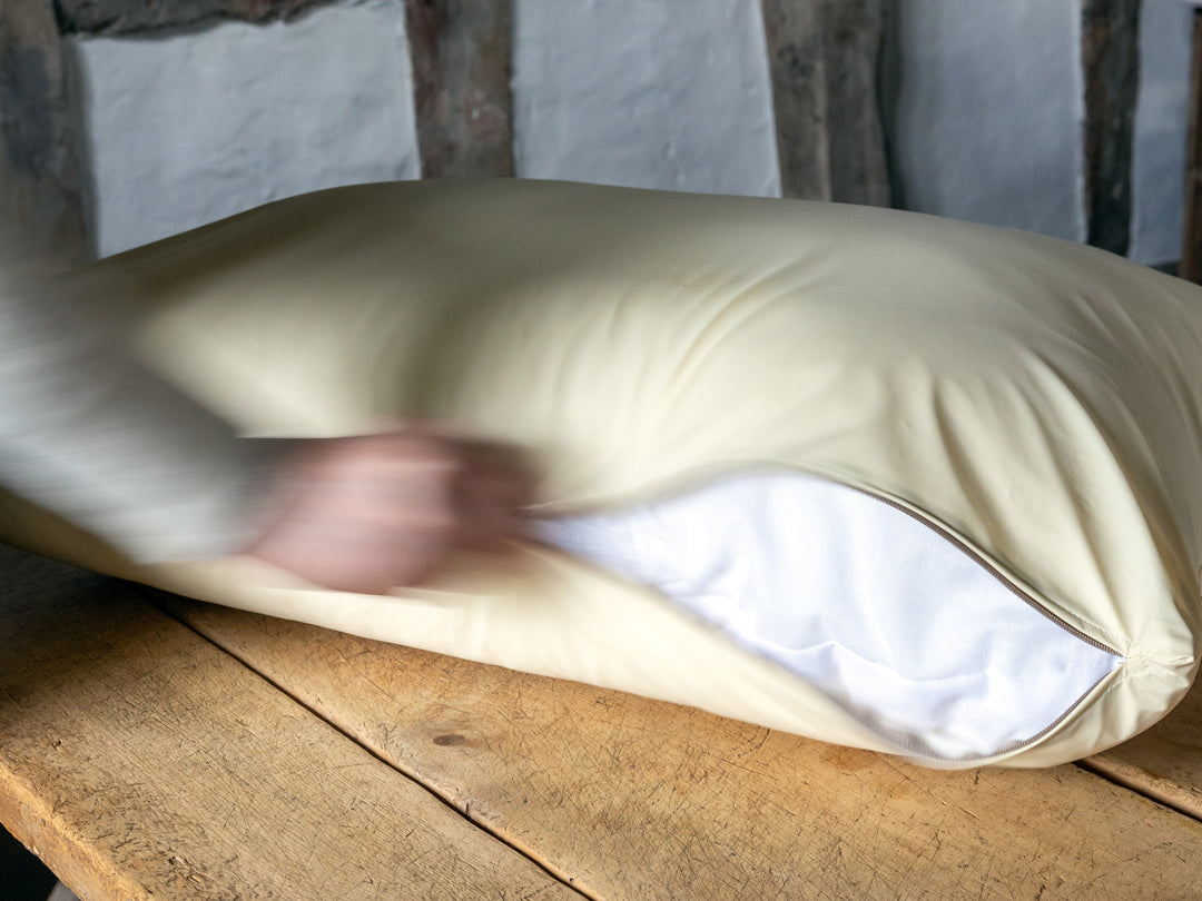 Waterproof Dog Bed Protector in cream on a Charley Chau Dog Bed Mattress