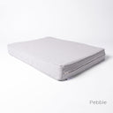 Luxury Orthopaedic Memory Foam Dog Bed Mattress with Anti-Microbial Waterproof Bed Liner in pale grey on a white backdrop. 