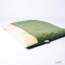 Luxury Dog Burrow Bag in Green Velour - a sleeping bag dog bed with a built-in cover for a dog to sleep covered up.