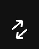white icon on black ground showing two opposing arrows to indicate an exchange.