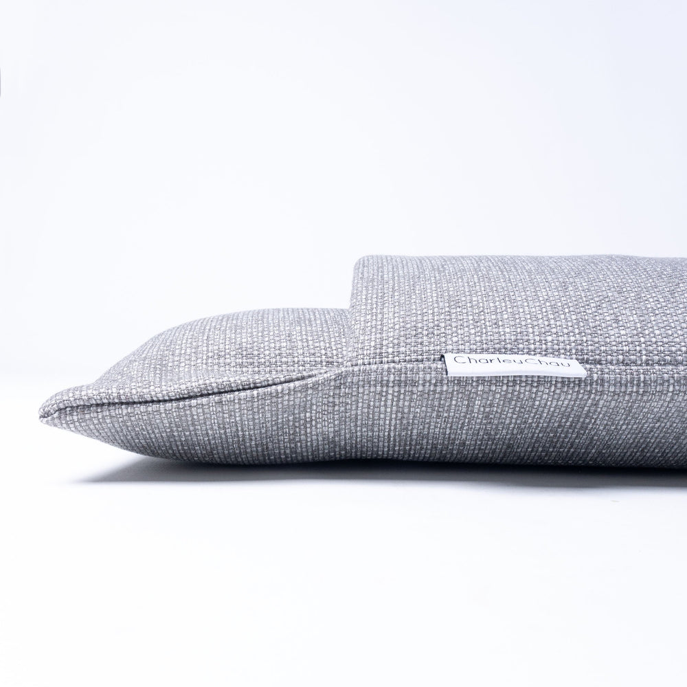 Detail of Dog Snuggle Sack style dog bag - the Burrow Bag for Dogs, made to withstand scrabbling. Shown in Weave II fabric, colour Heron Grey.