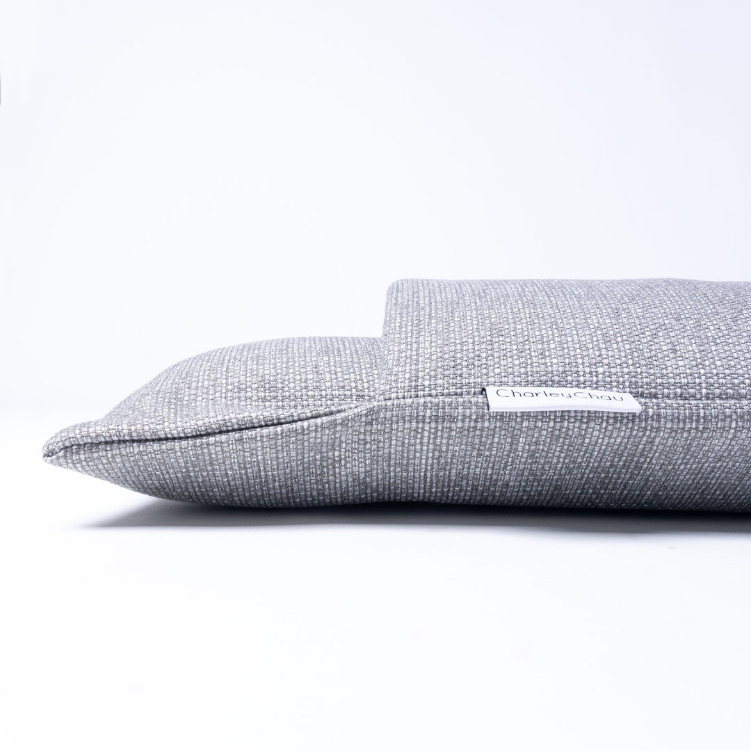 Detail of Dog Snuggle Sack style dog bag - the Burrow Bag for Dogs, made to withstand scrabbling. Shown in Weave II fabric, colour Heron Grey.