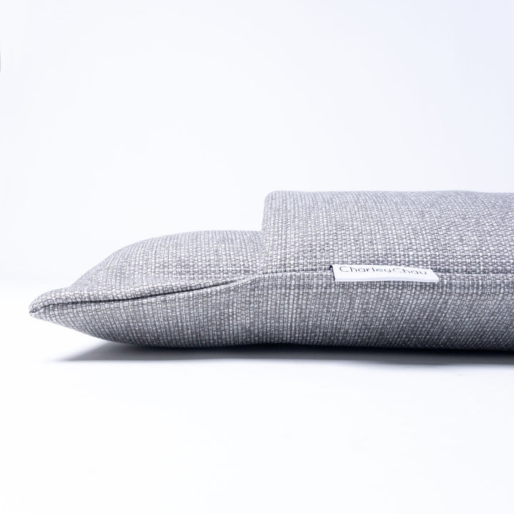 Detail of Dog Snuggle Sack style dog bag - the Burrow Bag for Dogs, made to withstand scrabbling. Shown in Weave II fabric, colour Heron Grey.