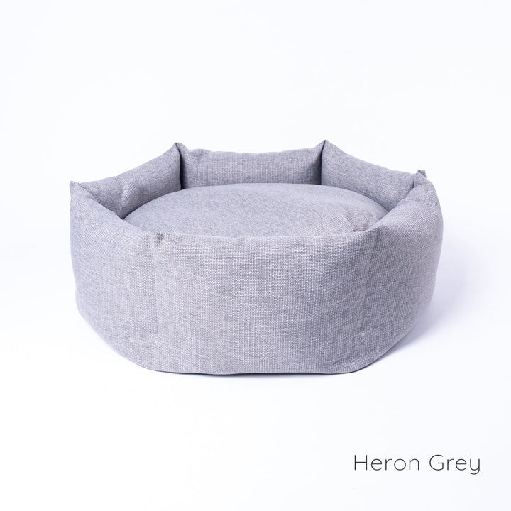 Luxury donut dog bed by designer Charley Chau - the Ducky Donut Dog Bed, shown here in a cool neutral grey.