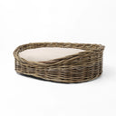 Charley Chau Oval Greywash Rattan Dog Basket and Mattress Set 