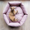 Luxury calming donut dog bed by designer Charley Chau in Blush Pink