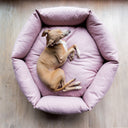 Luxury calming donut dog bed by designer Charley Chau in Blush Pink