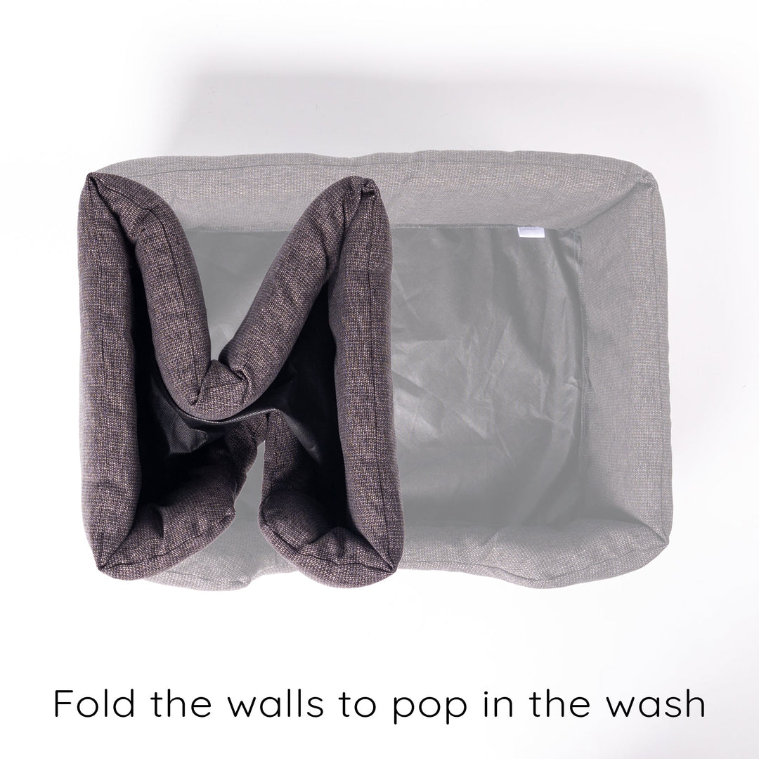 Machine washable, luxury high-wall dog bed - the Deeply Dishy Bed folds to wash easily in your home machine