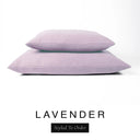 Two luxury dog bed mattresses in a soft dusky pink-lilac upholstery fabric stacked on top of each other, with 'LAVENDER' and a black 'Styled To Order' label on a white background; these machine washable dog bed mattresses are made for lasting comfort and easy care.