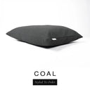 A luxury dog bed mattress in a dark charcoal black upholstery fabric with 'COAL' and a black 'Styled To Order' label on a white background; this machine washable dog bed mattress is designed for everyday comfort.