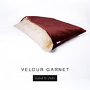 A luxury Dog Snuggle Bed, a cave bed style dog bed or sleeping bag dog bed, in upholstery-quality deep burgundy red Velour with a cream plush lining on a white backdrop.