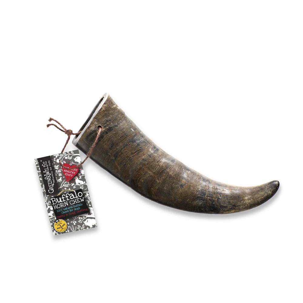 Natural Buffalo Horn Dog Chew Treat on a white background