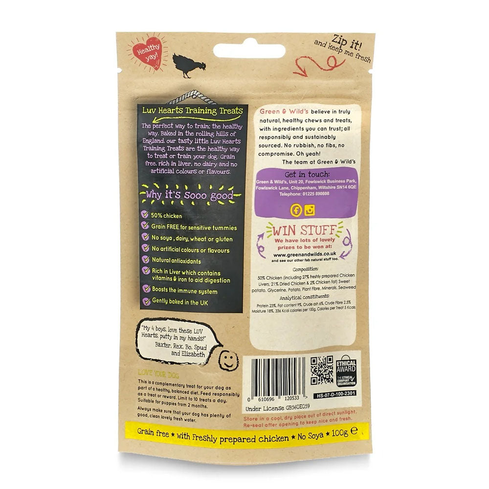 Baked Chicken & Liver Luv Heart Dog Treats by Green & Wild's