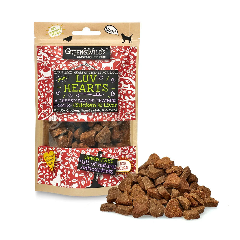 Baked Chicken & Liver Luv Heart Dog Treats by Green & Wild's