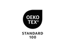 Icon for OEKO Text Standard 100 certification - textile made with no harmful substances from yarn to finished textile.