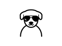 Icon line drawing of a dog wearing sunglasses