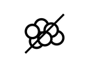 Black line drawing of fat molecules crossed out with a black line on a white background