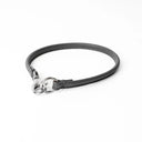 A GREY handcrafted, fine leather house collar for dogs - a loose, leather dog collar for dog ID tags that can be worn at home to keep a tag on the dog.