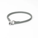 A PALE GREY handcrafted, fine leather house collar for dogs - a loose, leather dog collar for dog ID tags that can be worn at home to keep a tag on the dog.