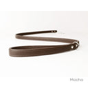 A calf leather dog lead in Mocha taken on a white backdrop. Handmade to order.