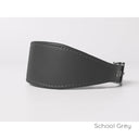 Picture of a handmade to order calf leather Greyhound Collar in School Grey.