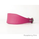 Picture of a handmade to order calf leather Greyhound Collar in Raspberry Pink.