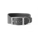 A DARK GREY Leather Greyhound & Lurcher Whippet Dog collar made to fit any sighthounds and long dog breeds with a wide front that tapers to the back for comfort and safety. The Leather Greyhound Collar is made-to-order in England from fine Italian Calf Leather for a dog collar made to last. 