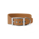 A TAN Leather Greyhound & Lurcher Whippet Dog collar made to fit any sighthounds and long dog breeds with a wide front that tapers to the back for comfort and safety. The Leather Greyhound Collar is made-to-order in England from fine Italian Calf Leather for a dog collar made to last. 
