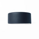 A DARK BLUE Leather Greyhound & Lurcher Whippet Dog collar made to fit any sighthounds and long dog breeds with a wide front that tapers to the back for comfort and safety. The Leather Greyhound Collar is made-to-order in England from fine Italian Calf Leather for a dog collar made to last. 