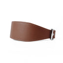 A CARAMEL BROWN Leather Greyhound & Lurcher Whippet Dog collar made to fit any sighthounds and long dog breeds with a wide front that tapers to the back for comfort and safety. The Leather Greyhound Collar is made-to-order in England from fine Italian Calf Leather for a dog collar made to last. 