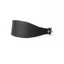A BLACK Leather Italian Greyhound Dog Collar, with a sighthound collar cut where the front is wider than the back. The Italian Greyhound Collar is handcrafted in England and made to last from fine Italian Calf Leather available in eighteen colours.