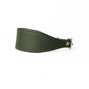 A DARK OLIVE GREEN Leather Italian Greyhound Dog Collar, with a sighthound collar cut where the front is wider than the back. The Italian Greyhound Collar is handcrafted in England and made to last from fine Italian Calf Leather available in eighteen colours.