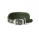 A DARK OLIVE GREEN Leather Italian Greyhound Dog Collar, with a sighthound collar cut where the front is wider than the back. The Italian Greyhound Collar is handcrafted in England and made to last from fine Italian Calf Leather available in eighteen colours.