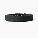 A BLACK handcrafted leather puppy dog collar, made to order for the perfect fit for any puppy dog.
