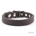 A classic style Leather Puppy Collar handmade to order for the perfect fit in calf leather shown in Mocha.