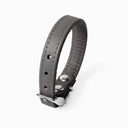 A GREY handcrafted leather puppy dog collar, made to order for the perfect fit for any puppy dog.