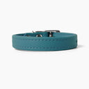 A TEAL handcrafted leather puppy dog collar, made to order for the perfect fit for any puppy dog.