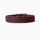 A BURGUNDY handcrafted leather puppy dog collar, made to order for the perfect fit for any puppy dog.
