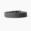 A GREY handcrafted leather puppy dog collar, made to order for the perfect fit for any puppy dog.