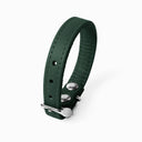 A DARK GREEN handcrafted leather puppy dog collar, made to order for the perfect fit for any puppy dog.
