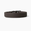 A DARK BROWN handcrafted leather puppy dog collar, made to order for the perfect fit for any puppy dog.