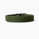 An OLIVE GREEN handcrafted leather puppy dog collar, made to order for the perfect fit for any puppy dog.