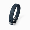 A DARK BLUE handcrafted leather puppy dog collar, made to order for the perfect fit for any puppy dog.